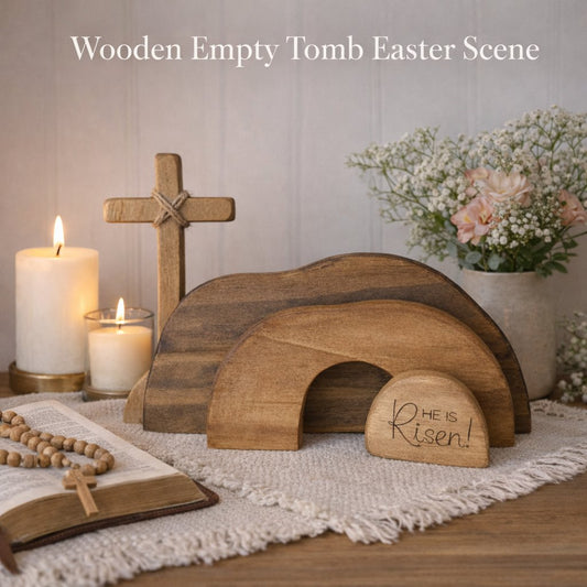 🔥LAST DAY 49% OFF-Solid Wood Empty Tomb with Jesus Easter Scene Decoration