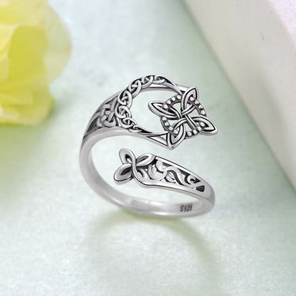 S925 Sterling Silver Celtic Knot Open Ring（50% OFF）
