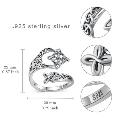 S925 Sterling Silver Celtic Knot Open Ring（50% OFF）
